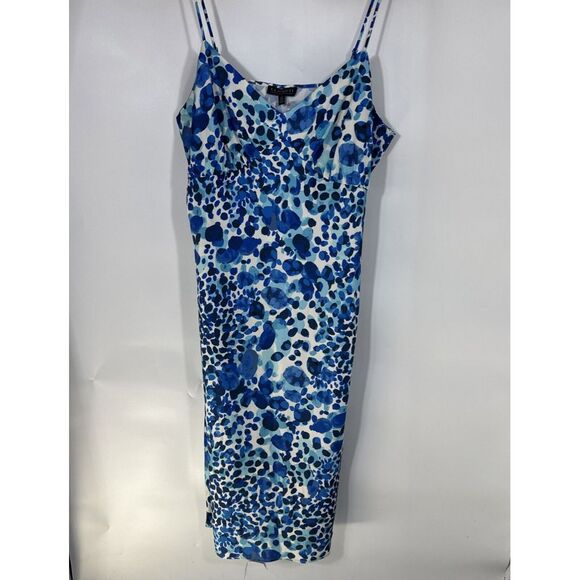 Eloquii‎ Satin Slip w/ Adjustable Straps Blue Animal Print Dress Size 22 - Picture 1 of 7